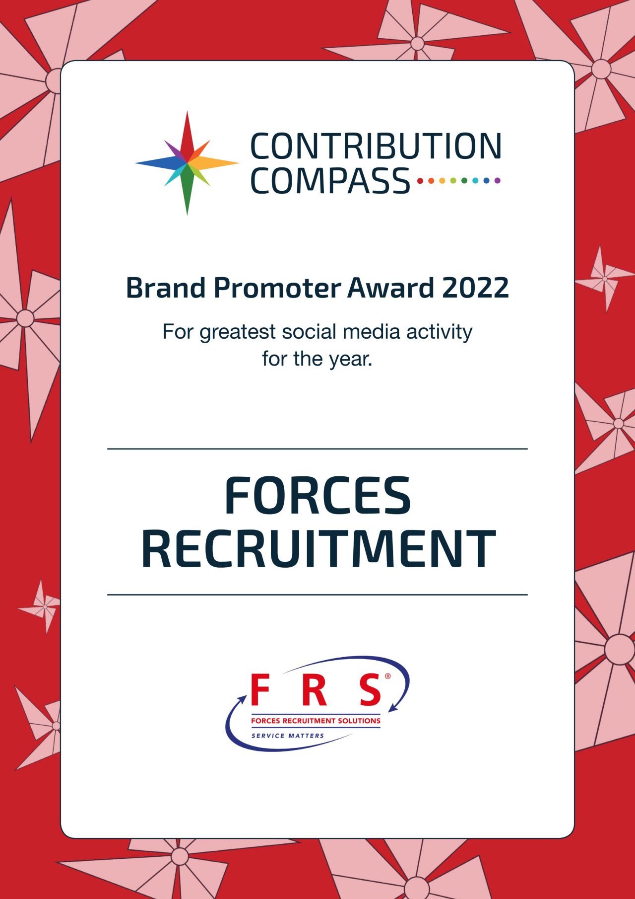 Image for FORCES RECRUITMENT WINS BRAND PROMOTER AWARD FOR THIRD YEAR RUNNING